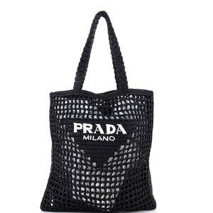 Prada Triangle Logo Open Tote Raffia #210310P19B